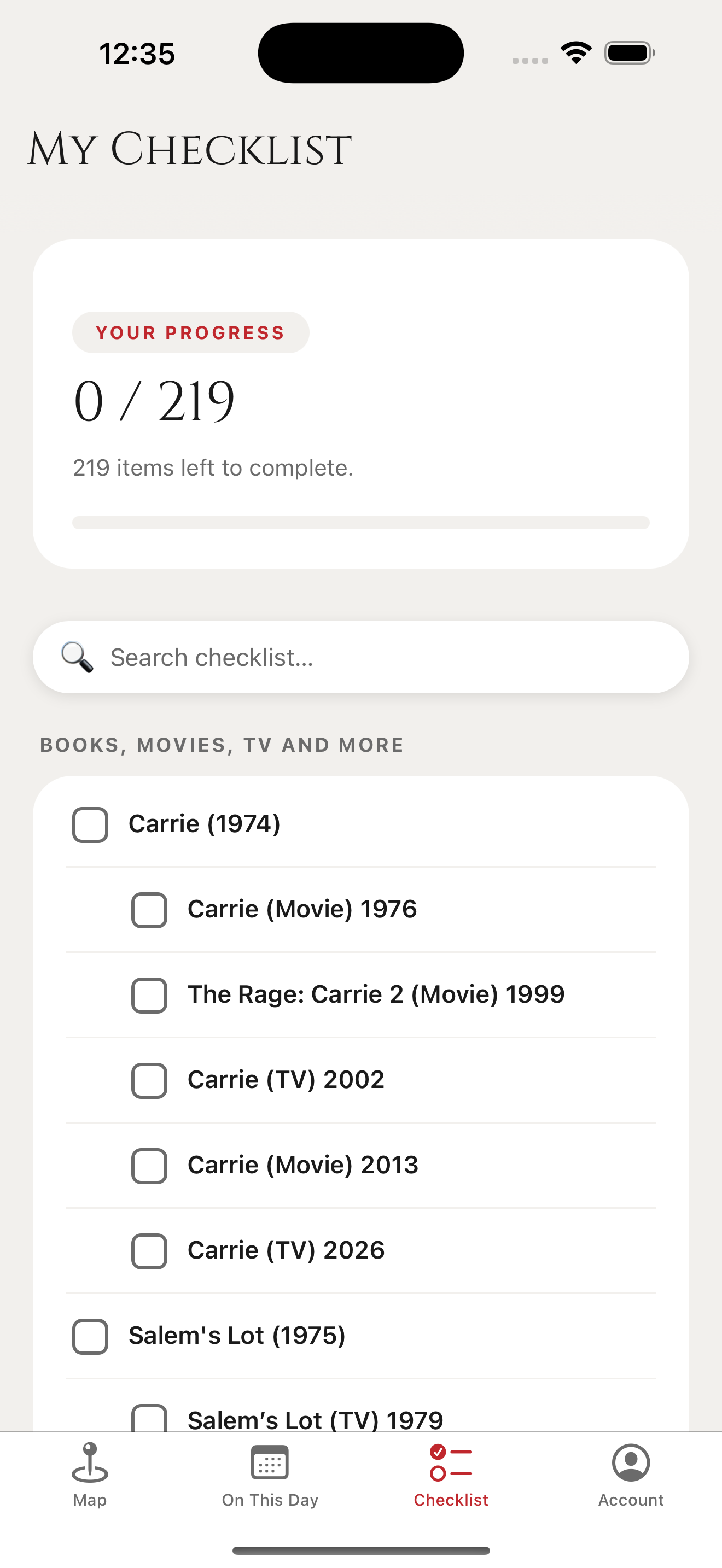 A trip checklist in SK Tours